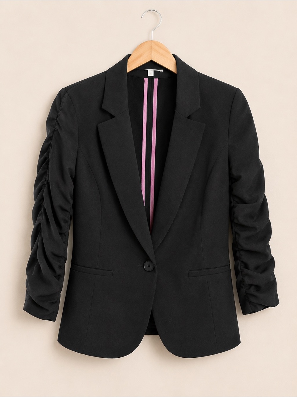 Charlotte Russe Black Ruched Sleeve Blazer Size M | Career Office Workwear 🖤✨